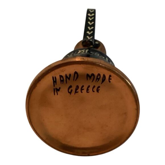 Vintage Handmade Greek Copper Geometric Motif Pitcher Decor - Picture 4 of 5